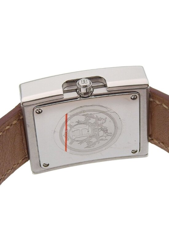 Hermes Stainless Steel Leather D Quartz Analog Display White Dial Watch main image 7